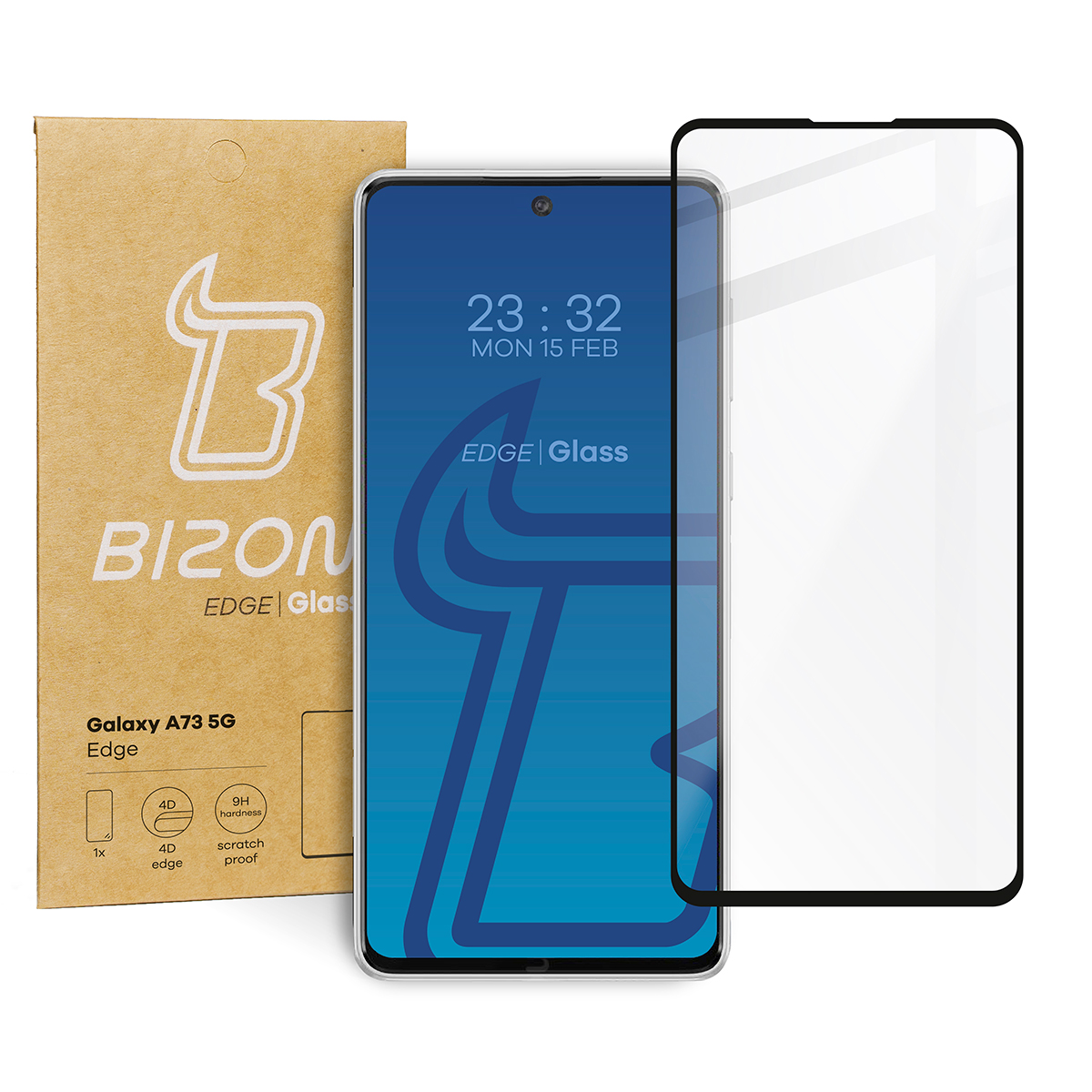 Szkło hartowane Bizon Glass Edge dla Galaxy A73 5G, czarne.